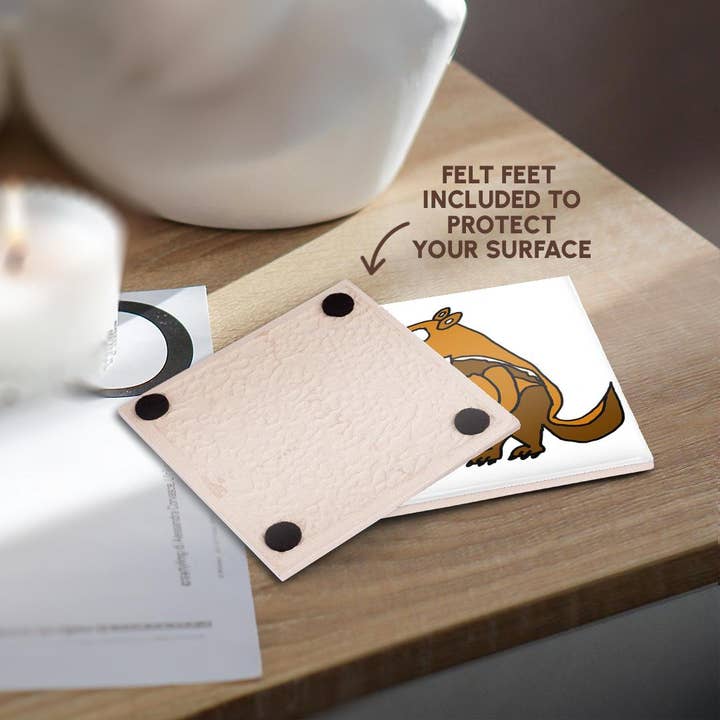 3dRose - Wholesale Coasters - 3dRose, Cute Funny Anteater or Aardvark Drinking Wine Cartoon, Coaster3