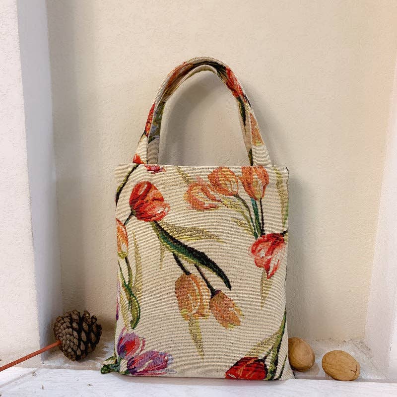 Funkyrel® Atzbranding Limited - Wholesale Tote Bag - Women's - Vintage Colored Weave Floral Tote Bags0