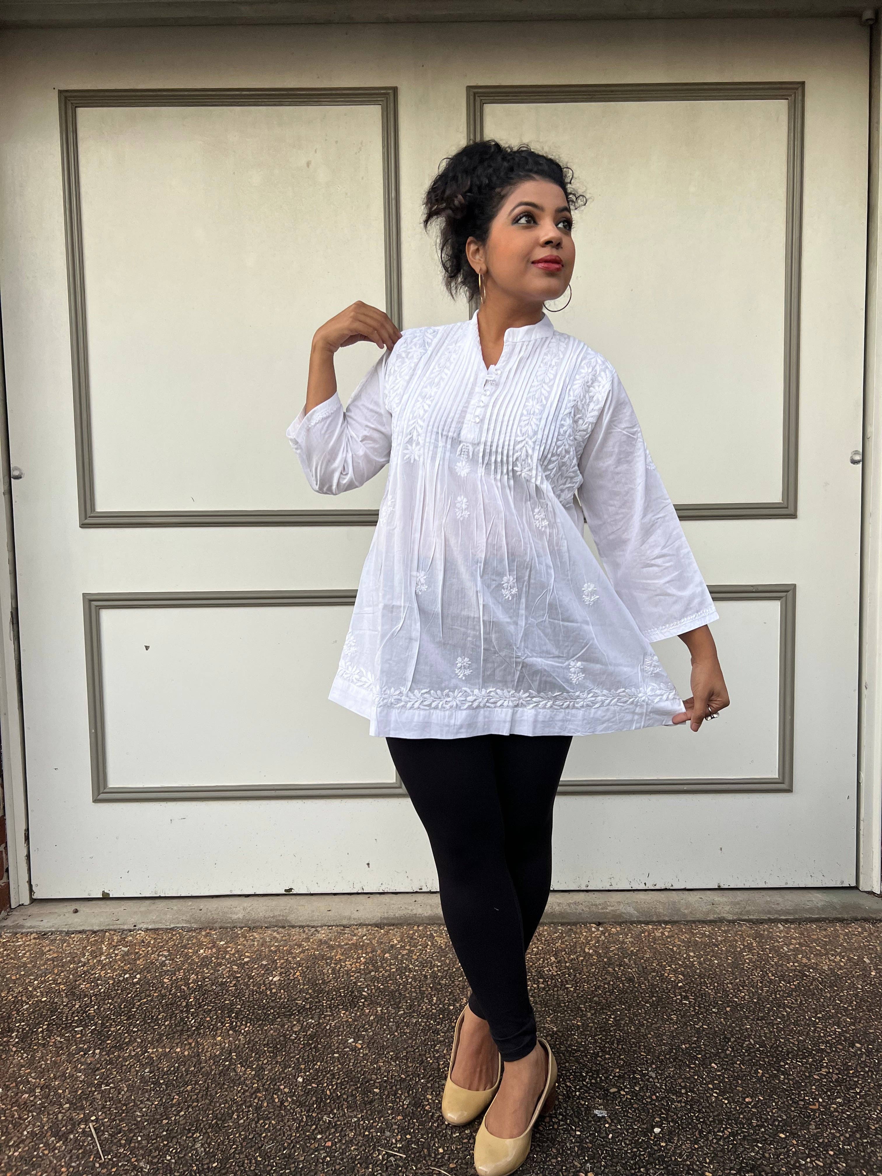 EeshaBoutique Australia - Wholesale Blouse – Women’s - White Short Blouse-Rosa3