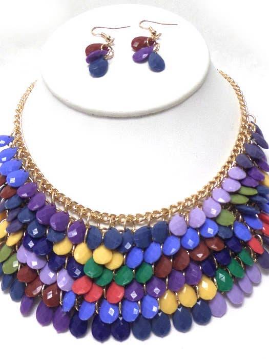 ( B104 ) ACRYLIC S STATEMENT NECKLACE SET for wholesale by Jewelry Max