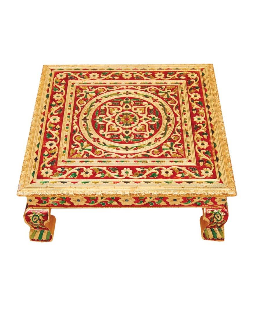 Ancientveda – Engroshandel Pyntebakke – Gylden Meenakari (15“ x 15“)0