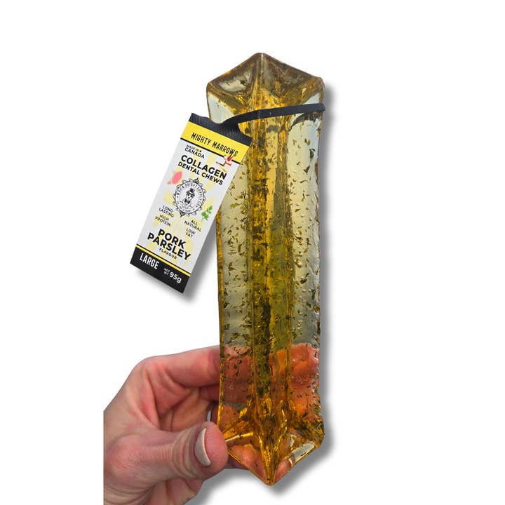 Wag & Bright Supply Co. - Wholesale Pet Bone/Rawhide - Dog - Mighty Marrows Collagen Dental Chew - Pork Parsley - SM/LG