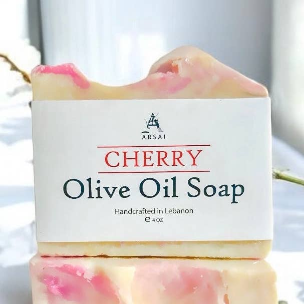 Cherry - Pure Olive Oil Soap Bar - Handcrafted - All-Natural - Moisturizing & Soothing - 4oz - For All Skin Types - Unisex for wholesale by Arsai Soap