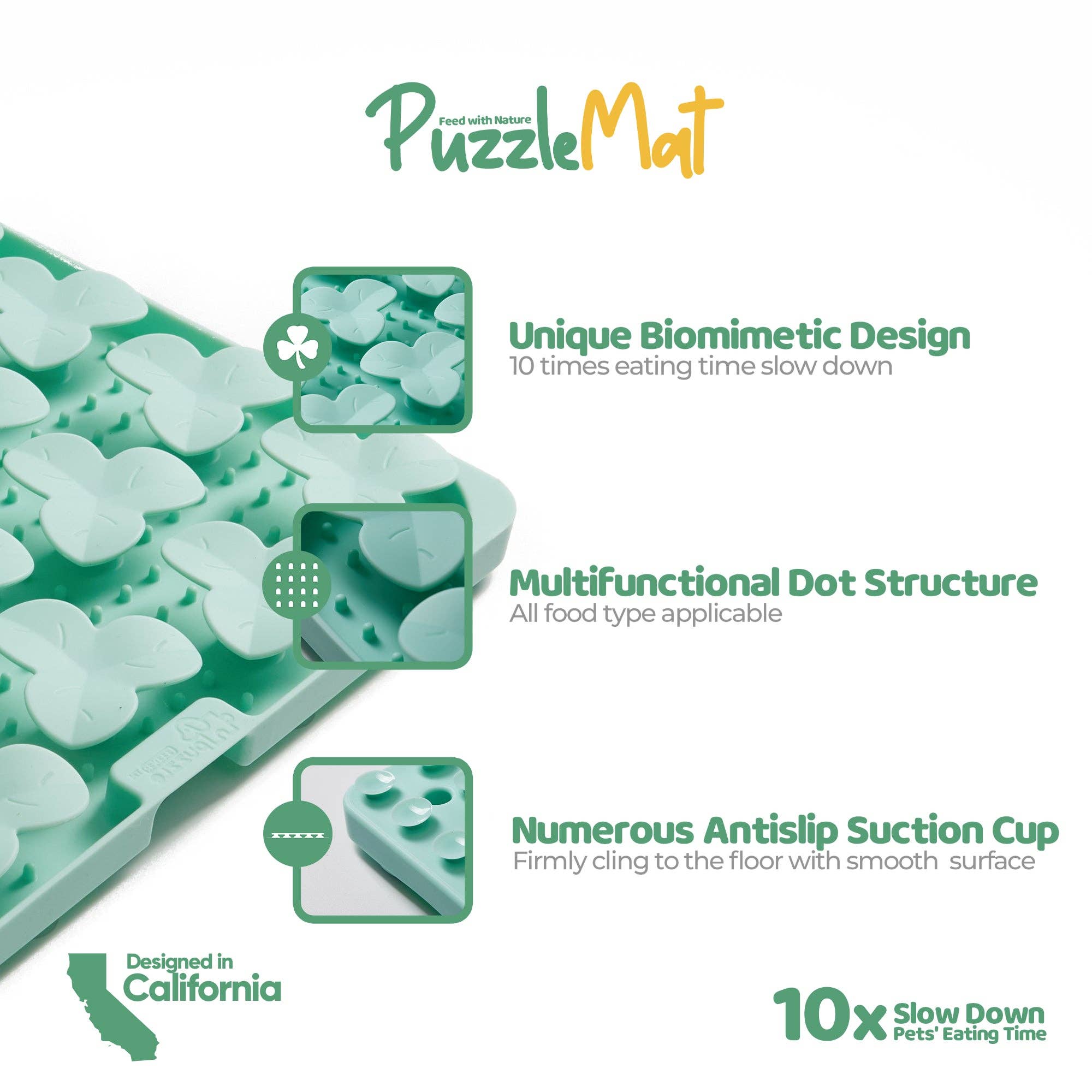 Pet Future llc – wholesale Husdjursskål - Katt och hund – Puzzlematta för hundar i grönt – långsammatningsskål5