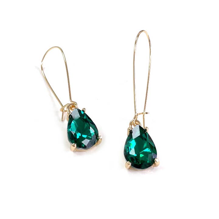 StarryNYC - Wholesale Dangle Earrings - Midi Size Teardrop 5A Grade Glass Drop Kidney Wire Earrings5