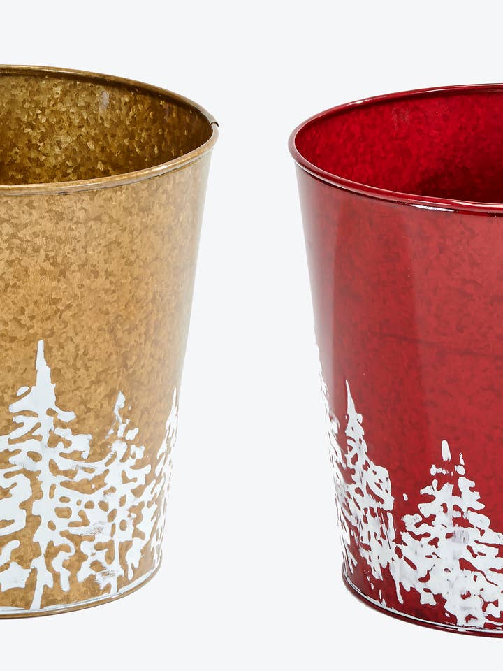 Galvanized Planter with Tree Design 9.25" Height, 9.5" Width for wholesale by WORTH IMPORTS