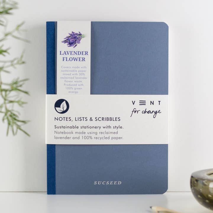 Carnet A5 en papier recyclé SUCSEED - Lavande pour la vente par VENT for Change USA