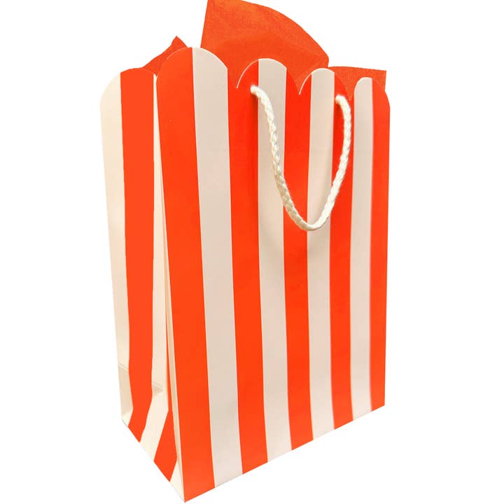 Red Stripe Scallop Gift Bag for wholesale by The Social Type