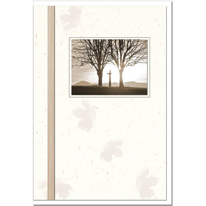 metALUm tarjeta de condolencia B6 – Cruz entre árboles con adorno de madera – Fe y esperanza para venta al por mayor de metALUm