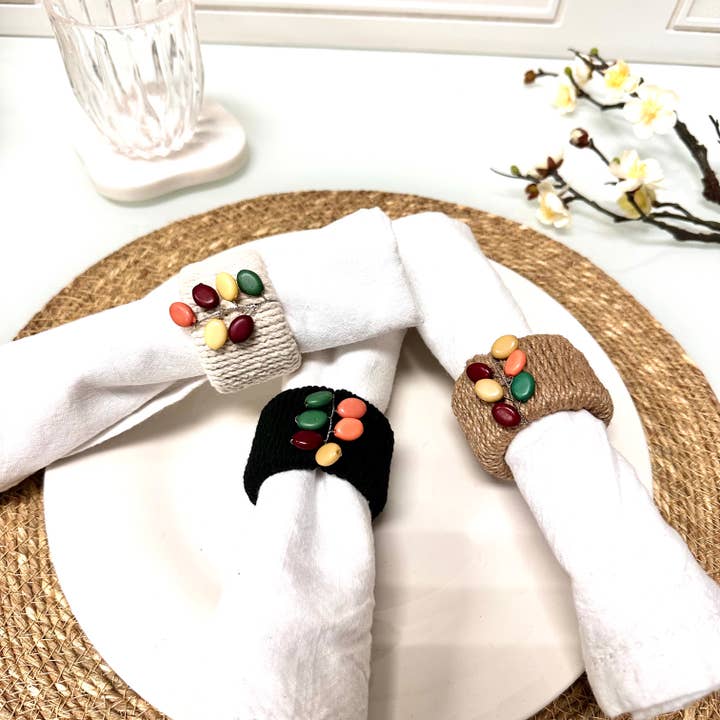 India Handicrafts Inc - Wholesale Napkin ring - Beaded Jute Napkin Ring4