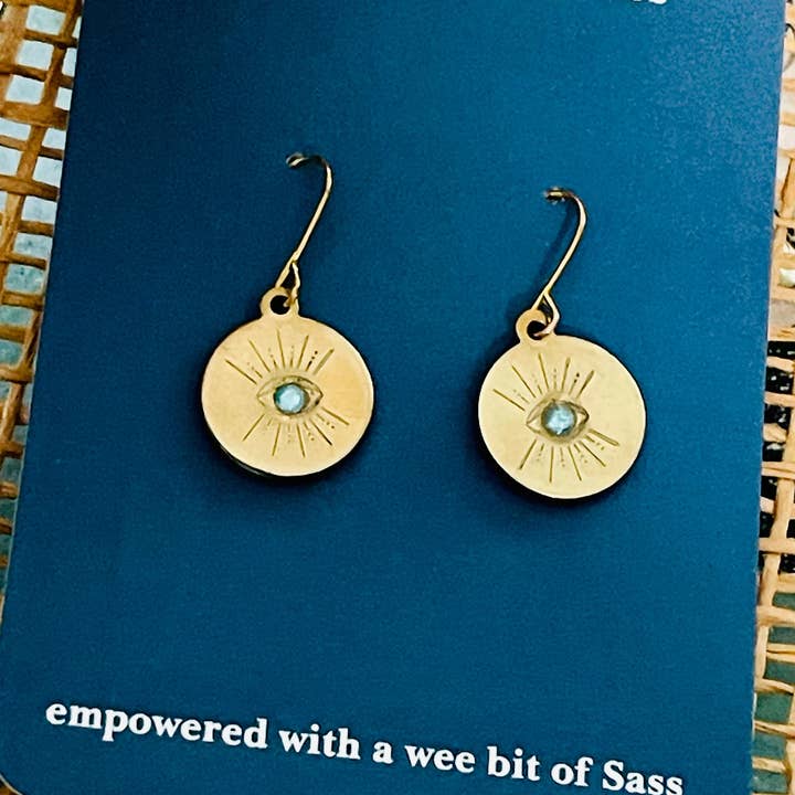 third eye earring light blue for wholesale by BadAss Baubles and Things