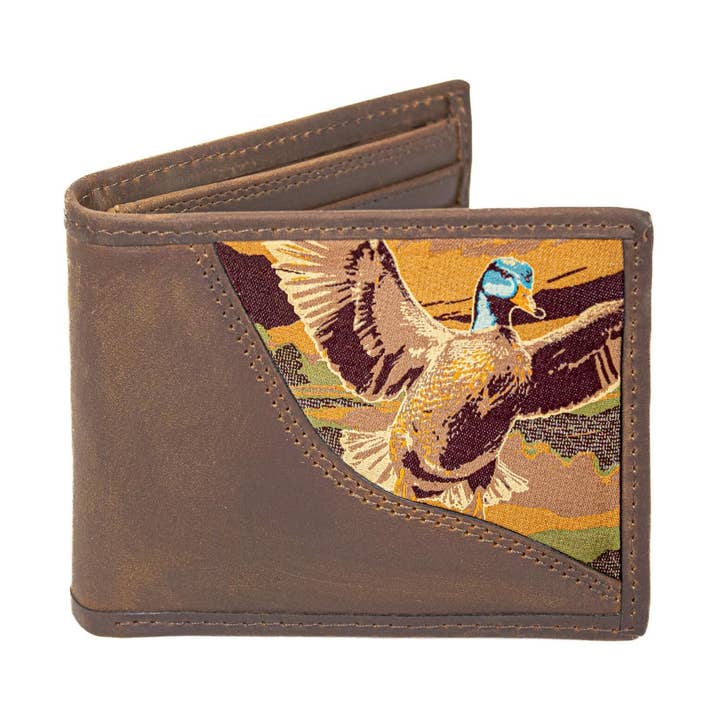 Mallard Men's Bifold Woven Patch Leather Wallet. for wholesale by Zep-Pro