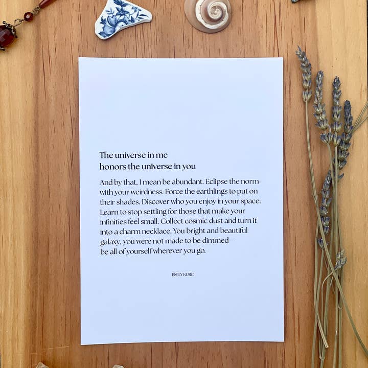 The Universe in Me Poetry Print 5x7 for wholesale by Local Introvert