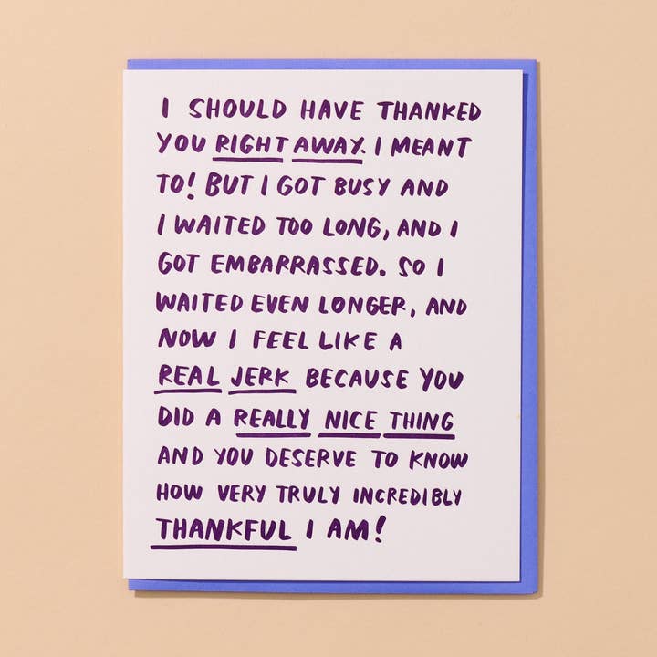 Belated Rambling Thank You - Letterpress Card- Made in USA and other Purchase Wholesale belart. Free Returns & Net 60 Terms on Faire trending on Faire.