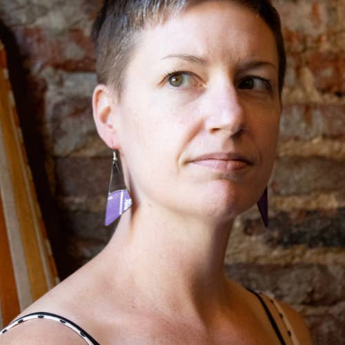 Upcycled Vinyl Record Earrings - Small Dangle - Scalene Tri for wholesale by reVinyled