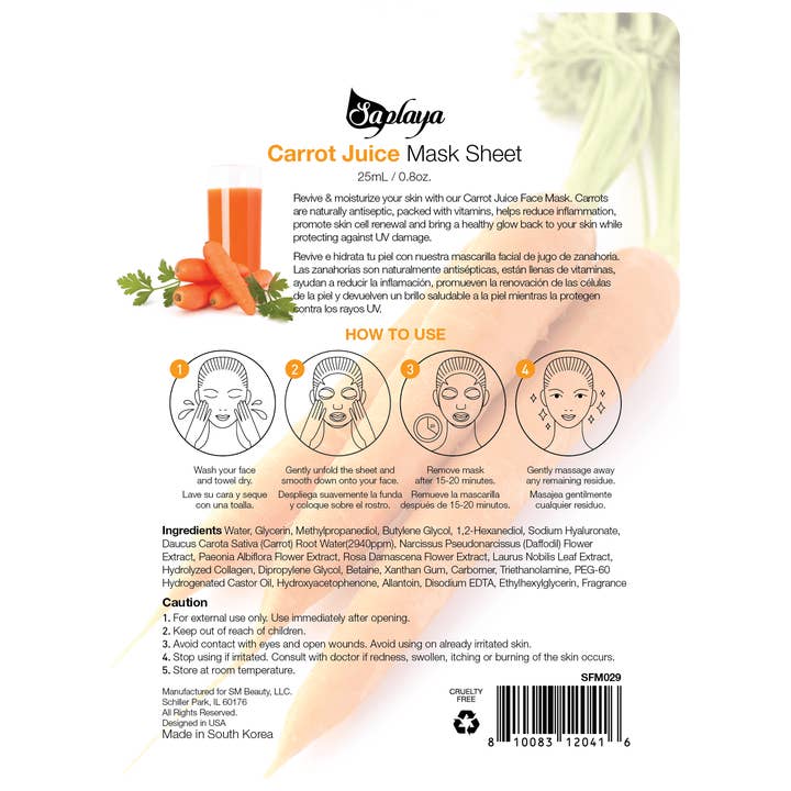 SM Beauty LLC - Wholesale Skincare Face Mask - Carrot Face Mask