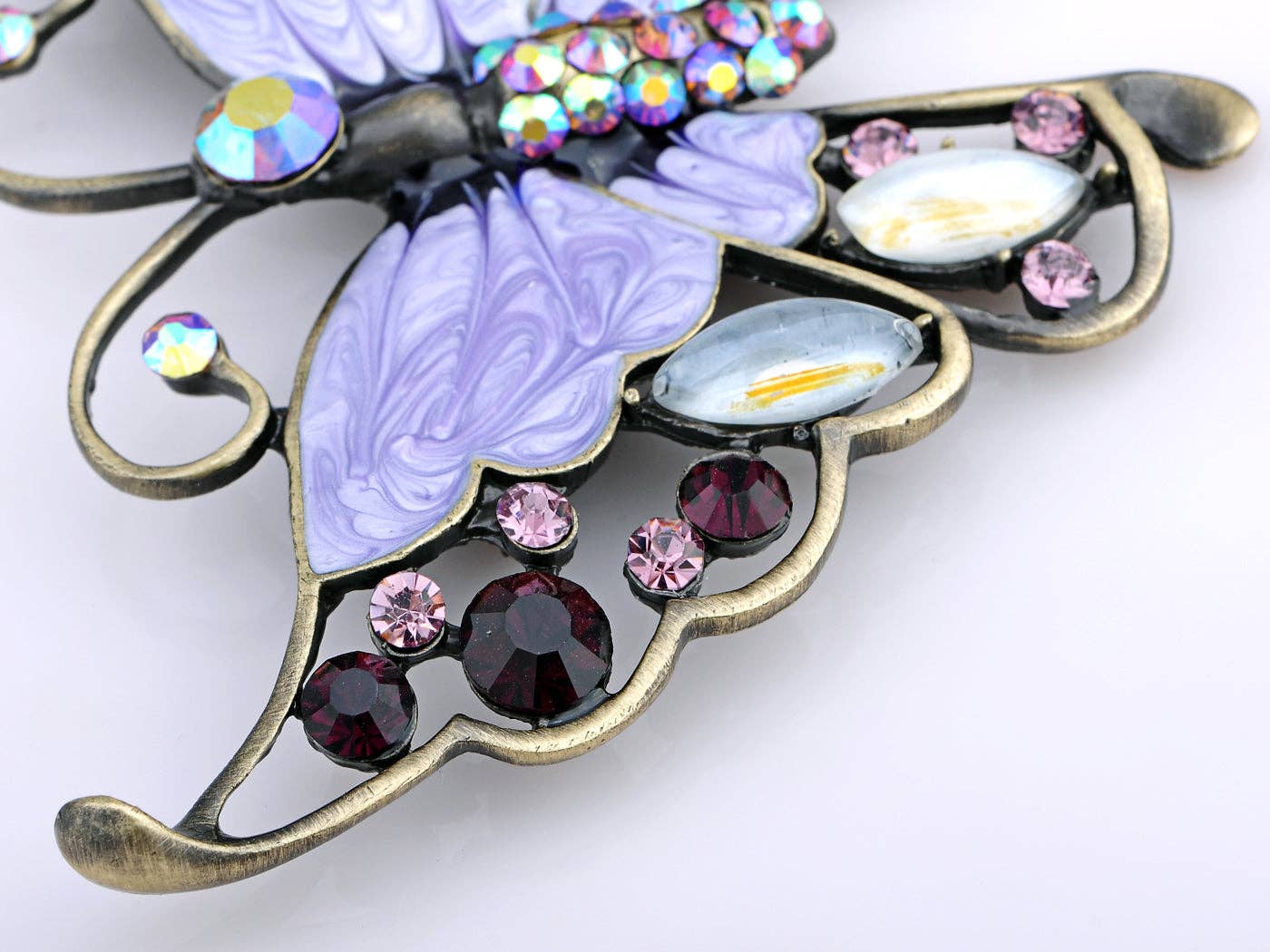 AK Brand - Wholesale Brooch - Antique Green Enamel Opal Butterfly Insect Brooch Pin10