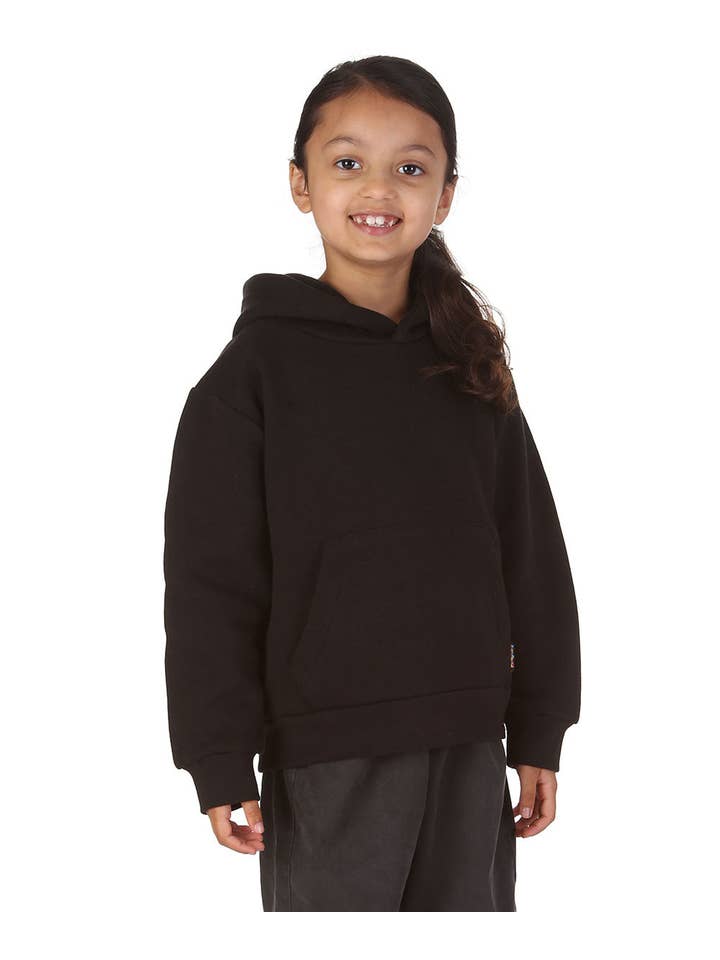 Trendy Toggs Kids Plain Overhead Black Hoodie for wholesale on Faire