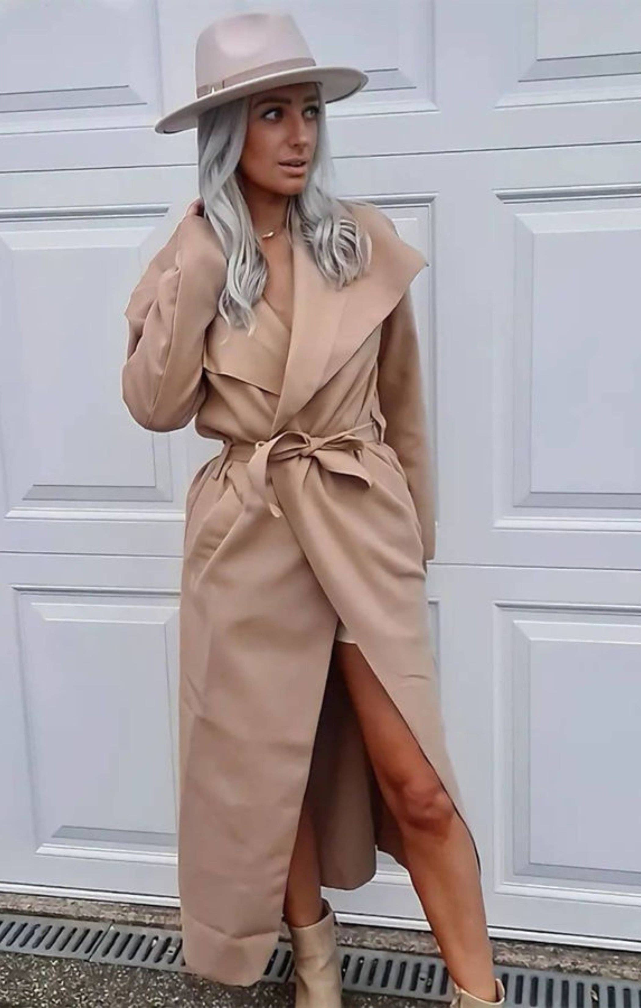 kameel Kameel Waterval Gedrapeerde Duster Maxi Jas - Danira voor groothandel op Faire3