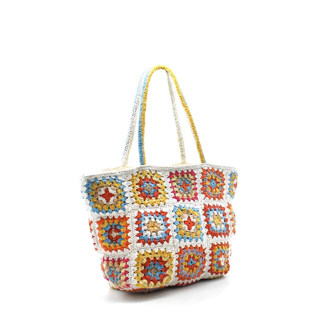 Vimoda - Vente Tote bag – femme - Sac coton crochet PATCHWORK 4