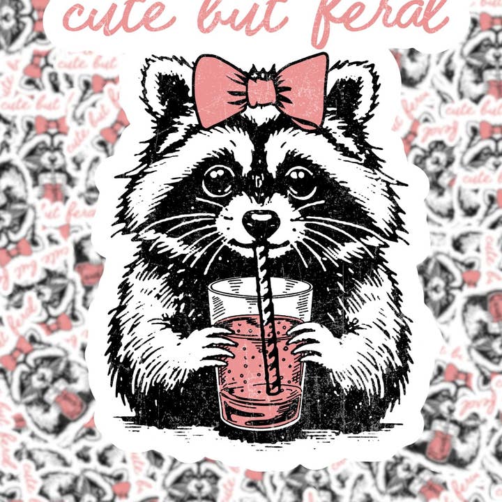 Cute But Feral Sticker for wholesale by Fuzzy Loon Designs