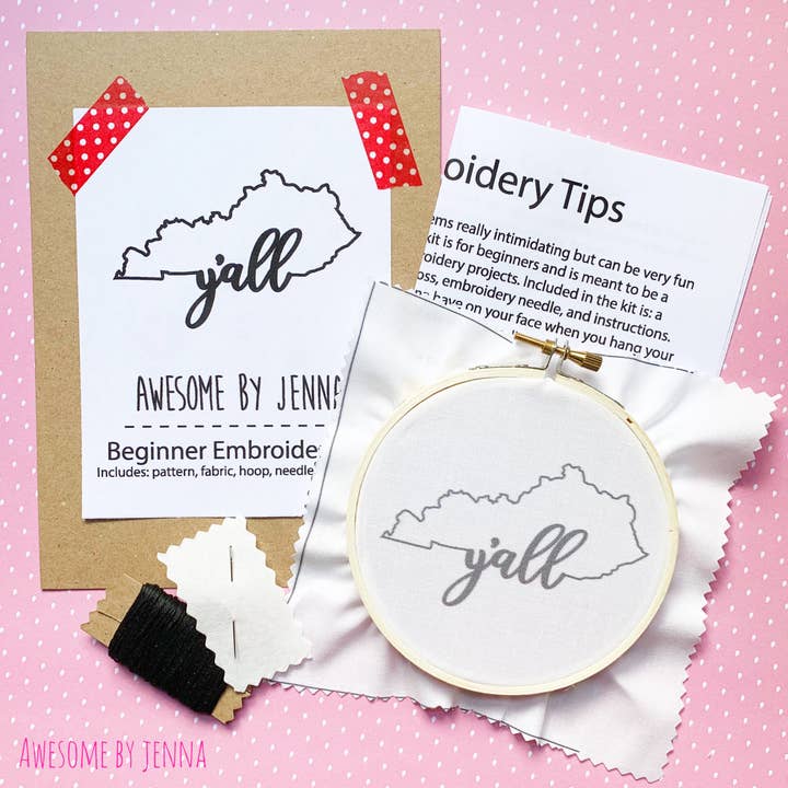Awesome by Jenna - Wholesale Embroidery/Cross Stitch Supplies - Beginner KY Y'all DIY Hand Embroidery Kit
