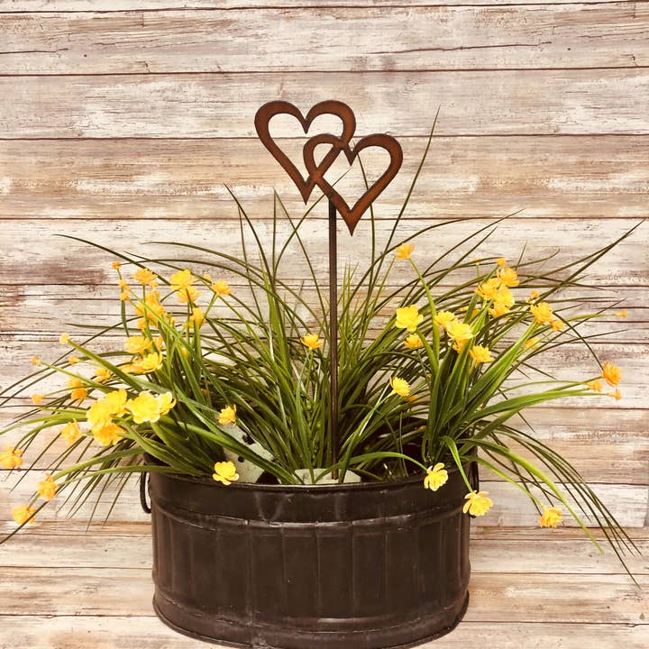 Universal Ironworks USA - Wholesale Garden/Lawn Stake - Double Heart Valentines Day Love Garden Plant Stake