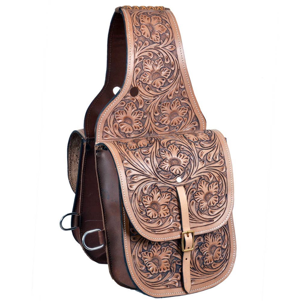 HILASON - Wholesale Horseback Riding Gear - HILASON Soft Leather Horse Saddle Bag Oiled Tan | Equestrian Western Adjustable Closure0