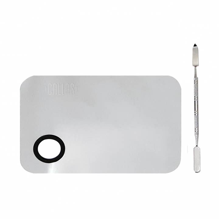 Callas & Dearderm - Wholesale Palette/mixing tray - CALLAS STAINLESS STEEL MAKEUP MIXING PALETTE WITH SPATULA (RECTANGULAR TYPE)0