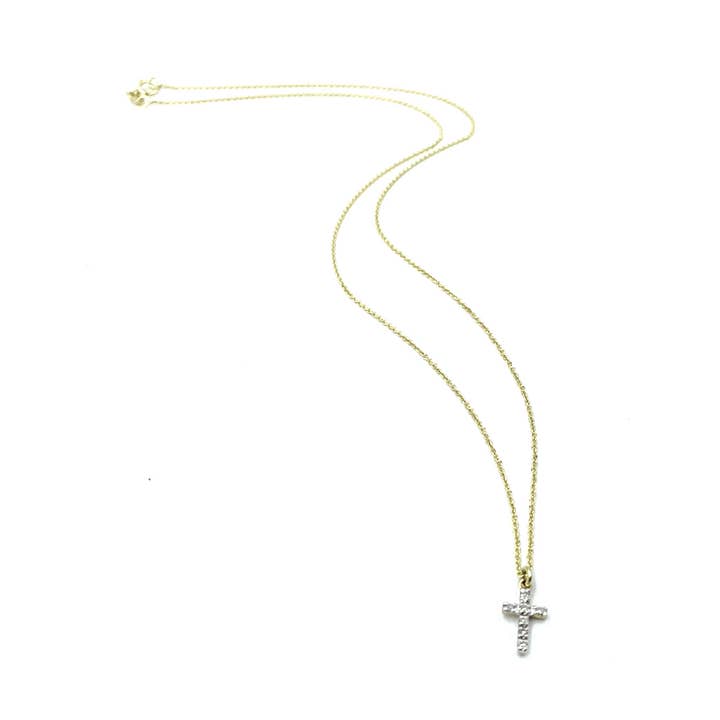 Diamond Cross on 14k Gold Necklace for wholesale by erin gray