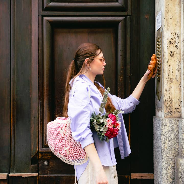 Lucrezia Kauffmann – wholesale Livsmedels-/Shoppingväska – Körsbärsrutig mini4