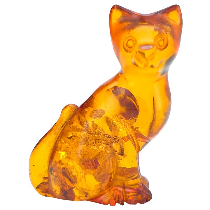 Cognac Amber Mini Cat Carving for wholesale by Amberman