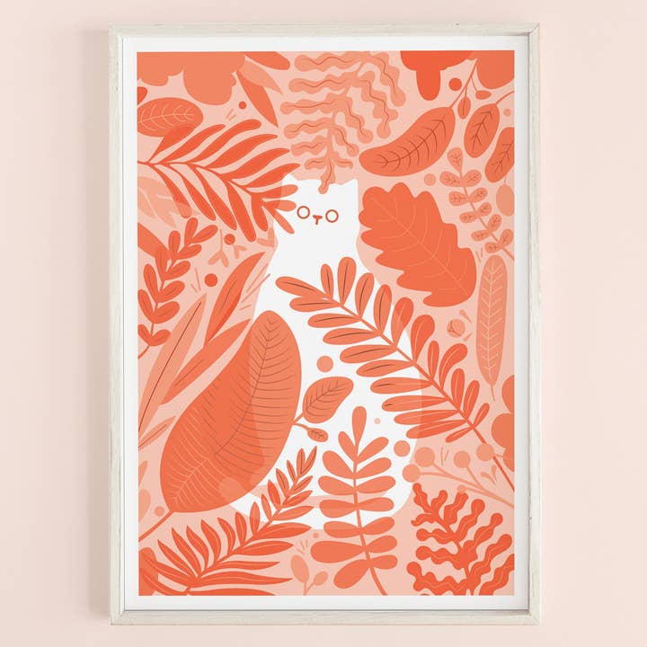 A4 Peeking White Cat Print for wholesale by Jess Bright Design