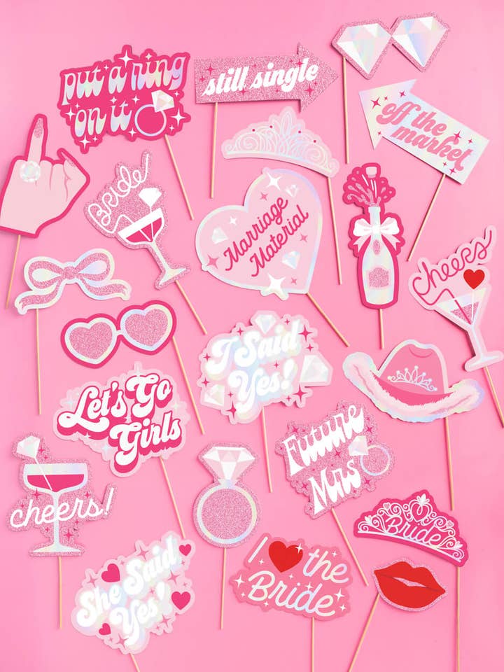 Bachelorette Party Props, Photo Booth Set, Bridal Shower for wholesale by xo, Fetti