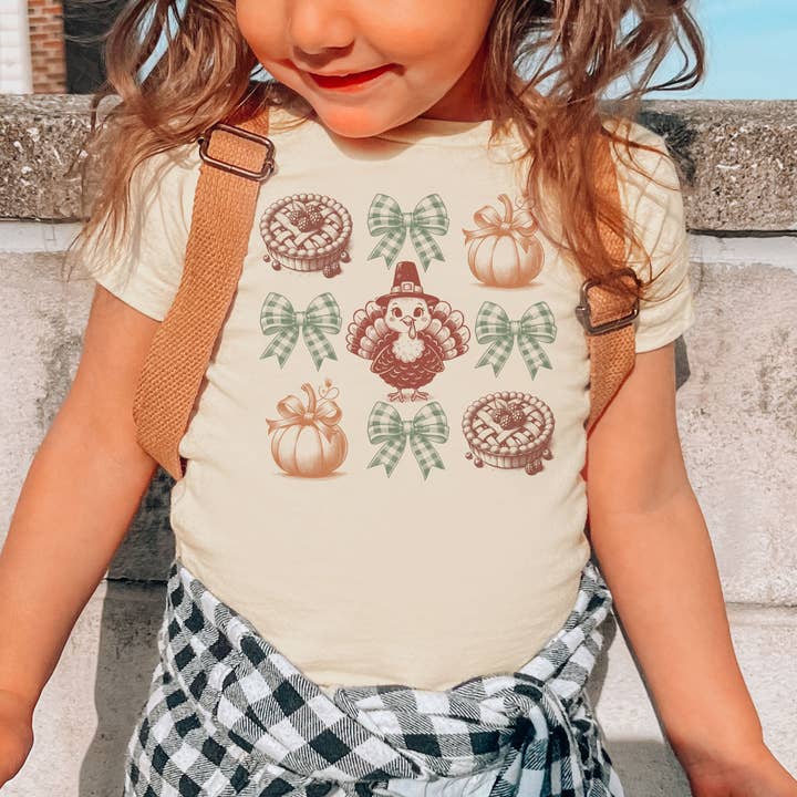 Sød kalkun Thanksgiving småbørns- og ungdomsskjorte for engroshandel hos Itsy Bitsy Bella Co