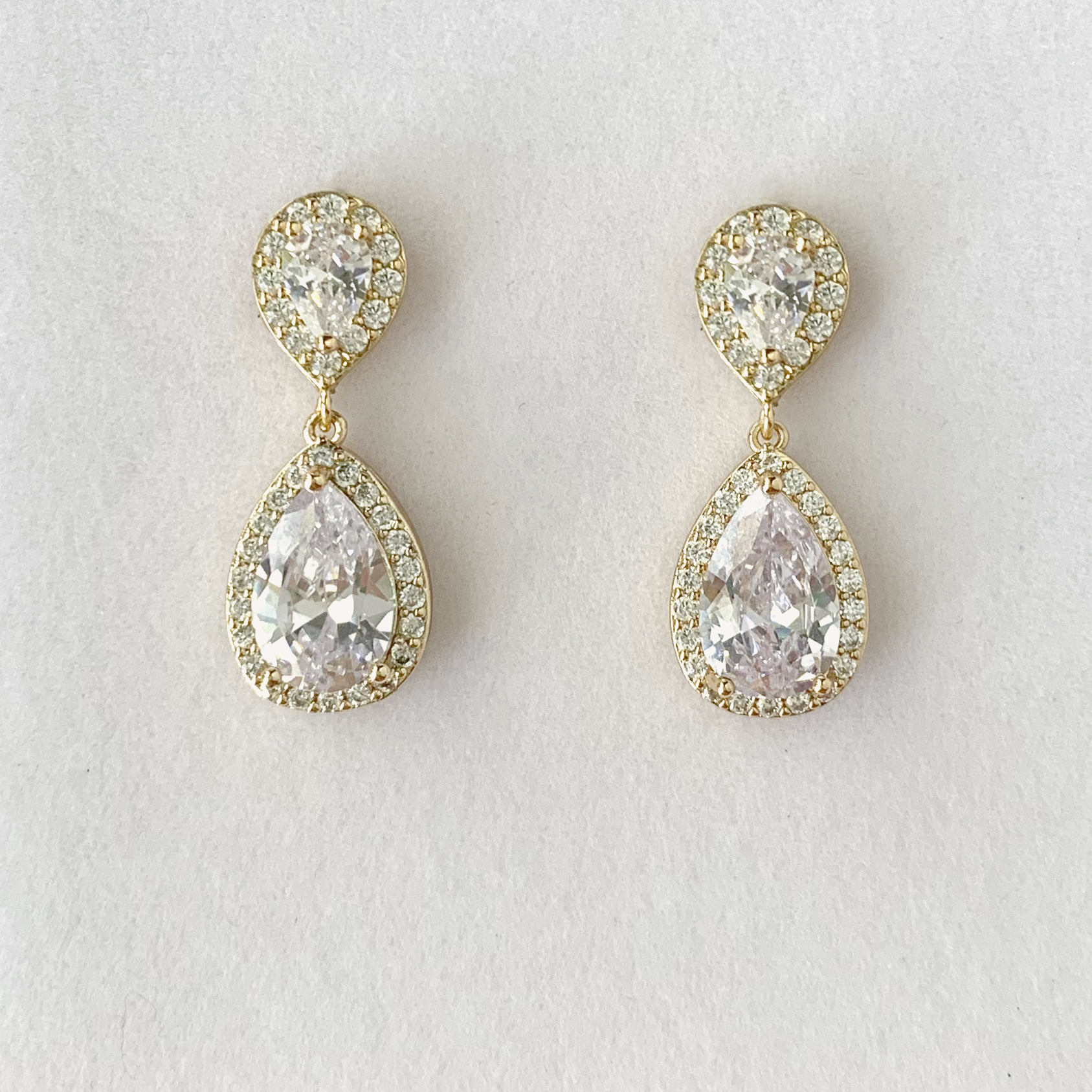 Amandine Jewelry - Wholesale Dangle Earrings - Sofie Halo Teardrop Bridal Earrings4
