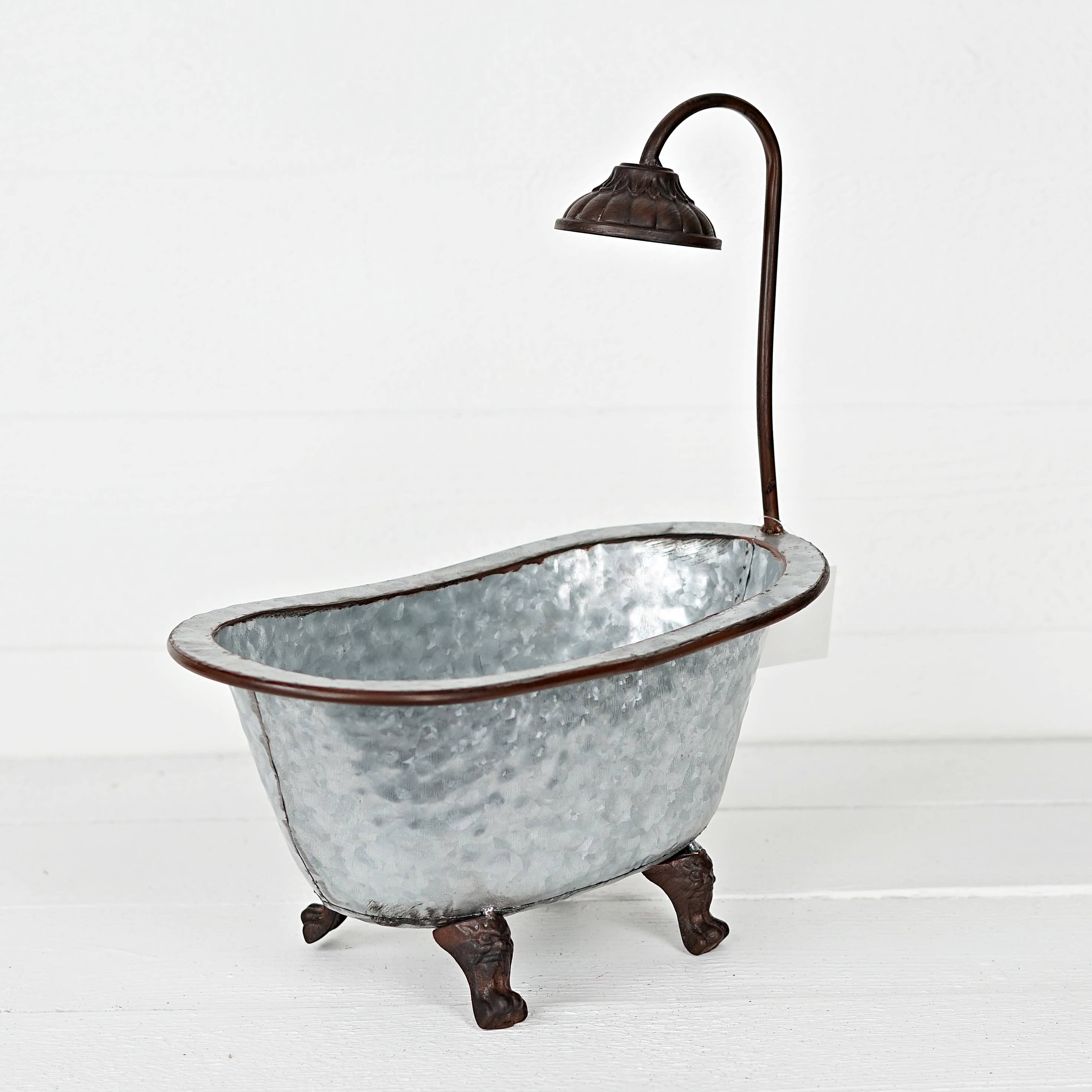 Impressive Enterprises, Inc. - Wholesale Decorative Tabletop Object - M10570- Antique Metal Bathtub Container-17"x 8" x7"1