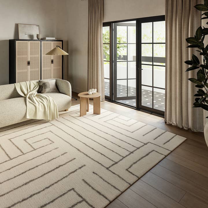 Ivory Frenshe Interiors x Rugs USA Outpost Graphic Area Rug for wholesale on Faire