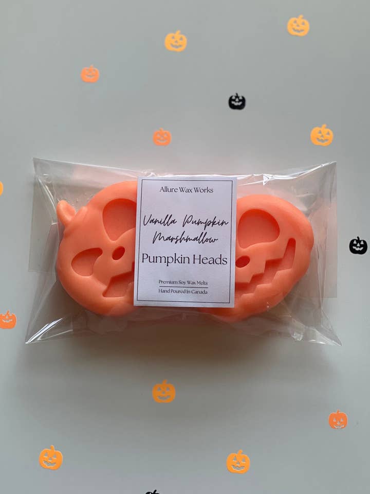 Large Vanilla Pumpkin Marshmallow Pumpkin Head Wax Melts - Limited Edition for wholesale by Allure Wax Works
