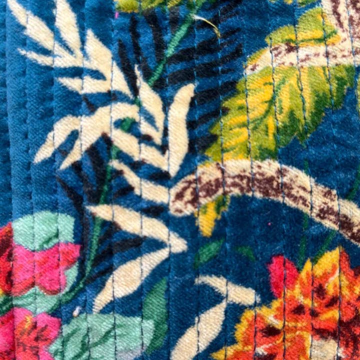bhavnas boutique - Wholesale Tote Bag - Women's - Monkey Floral Printed Bag Quilted Velvet Cotton Shopping Bag