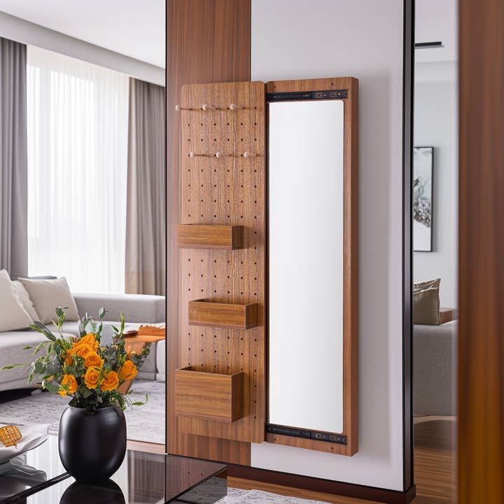 EP Design Lab - Wholesale Wall Mirror - Walnut Wall Mirror with Storage Shelf3