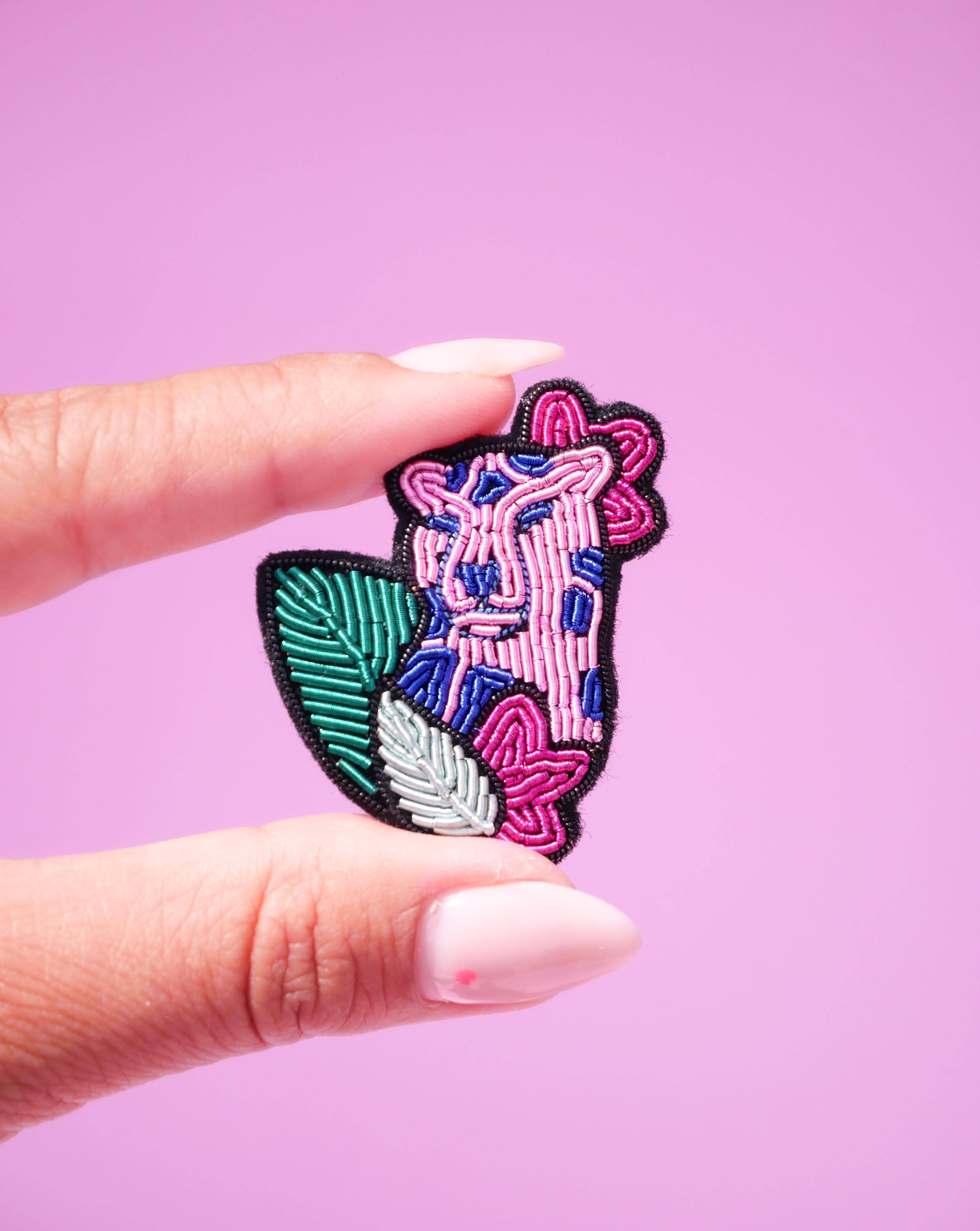 MALICIEUSE - Vendita all'ingrosso Spille - Spilla Leopardo ricamata a mano con tecnica bullion