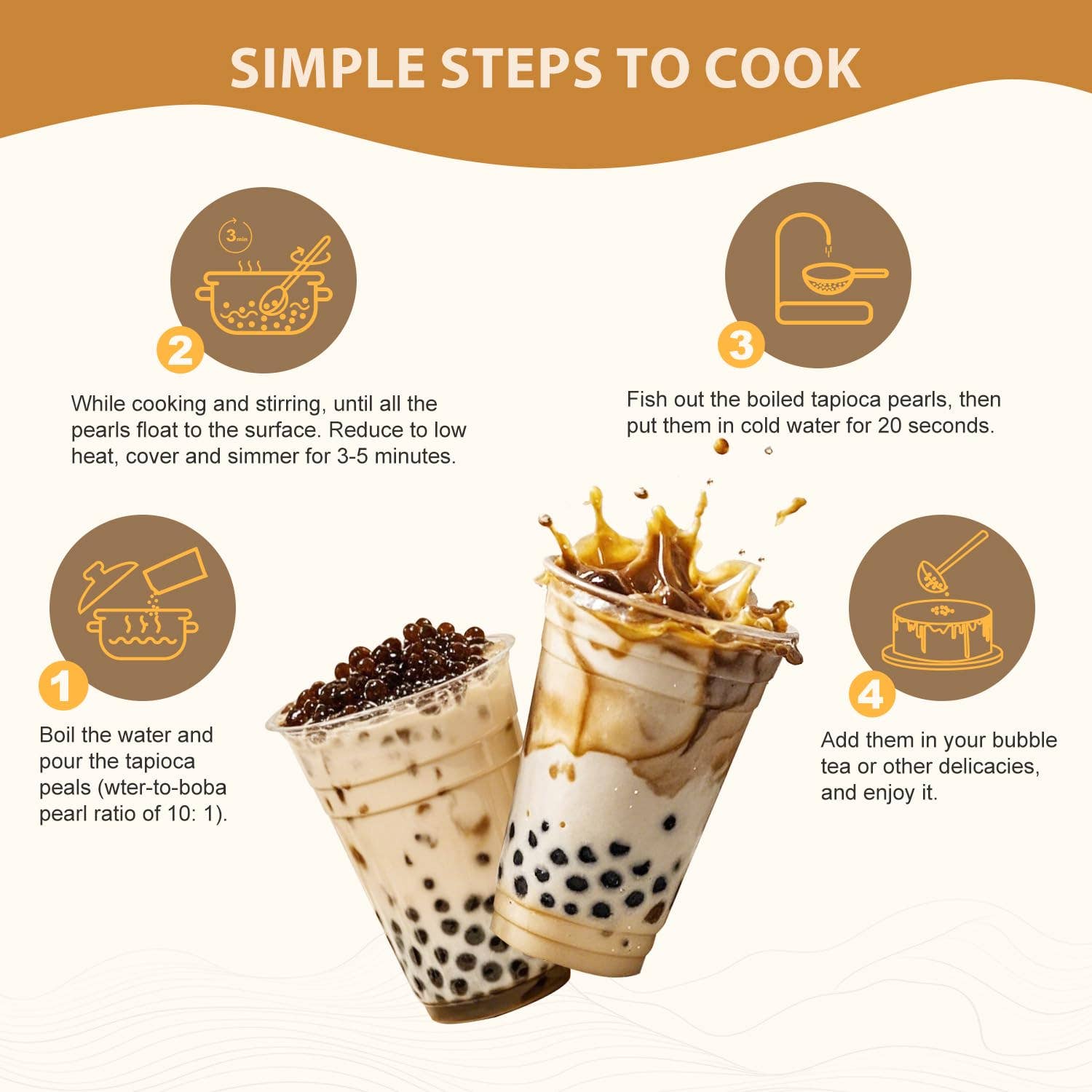 soeos - Wholesale Beverage Mix - Black Tapioca Pearls 8.8 oz, Brown Sugar Flavor4