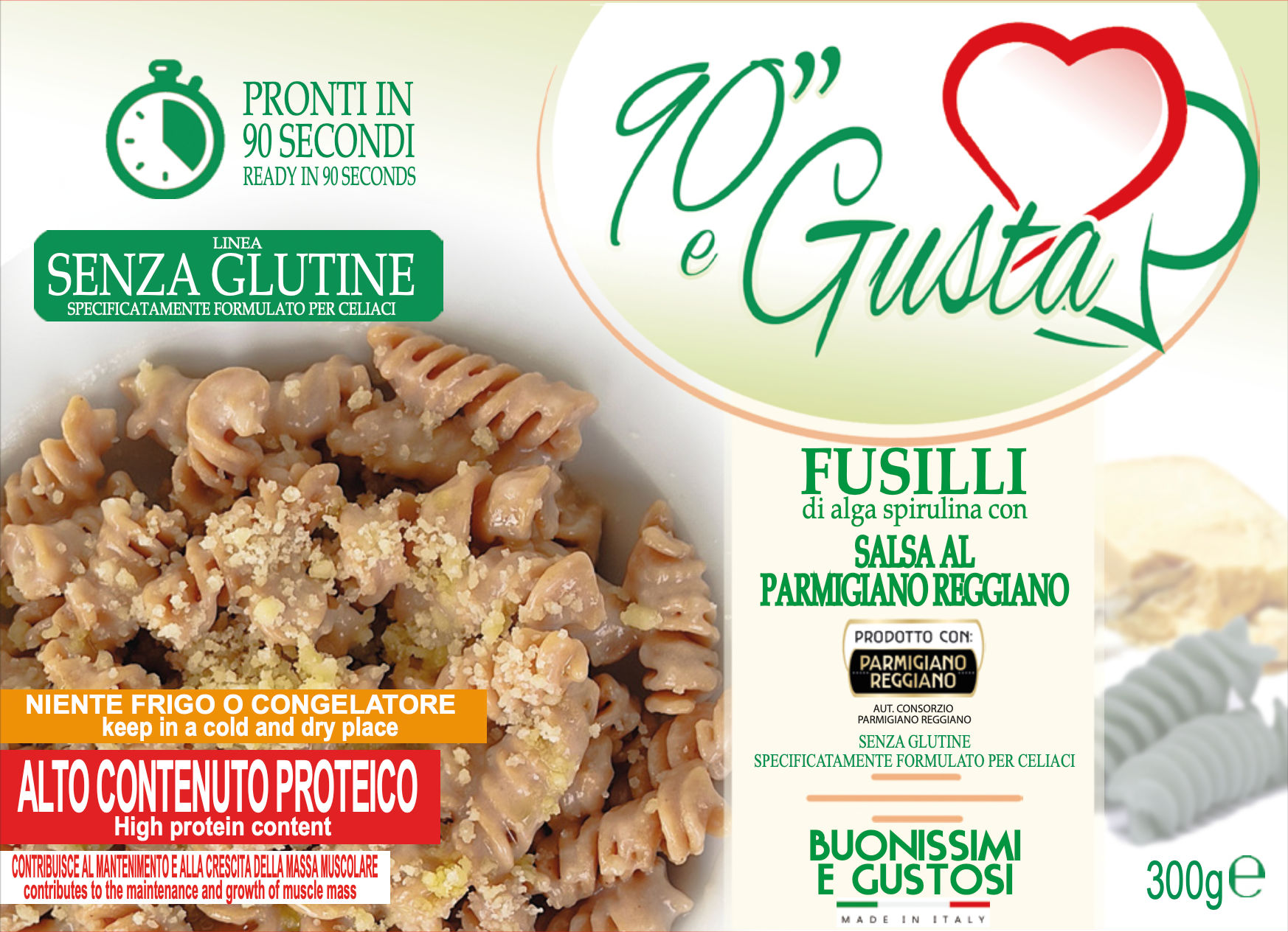 F.T.H. Food Technology Holding - Wholesale Pasta - Gluten-Free Spirulina Fusilli with Parmigiano Reggiano Sauce2