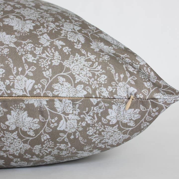 Textileish - Wholesale Throw Pillow Cover - Olive Floral Pillow Cover, Brown Throw Pillow | Meridan3