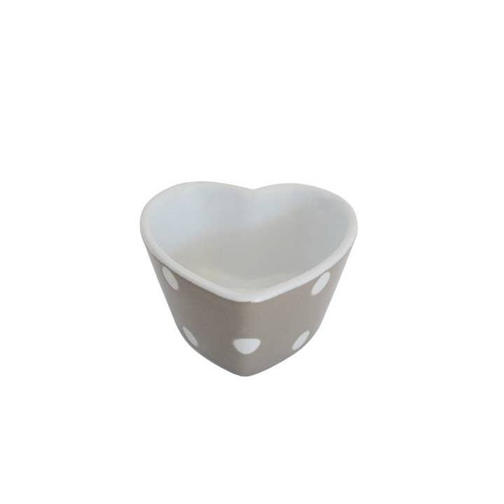 Beige heart ramekin with dots Isabelle Rose for wholesale by Isabelle Rose