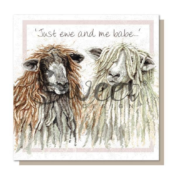 Sweet Design - Vente Cartes de déclaration d'amour - RB004 - Mouton Lincoln en laine longue « Just Me & Ewe »
