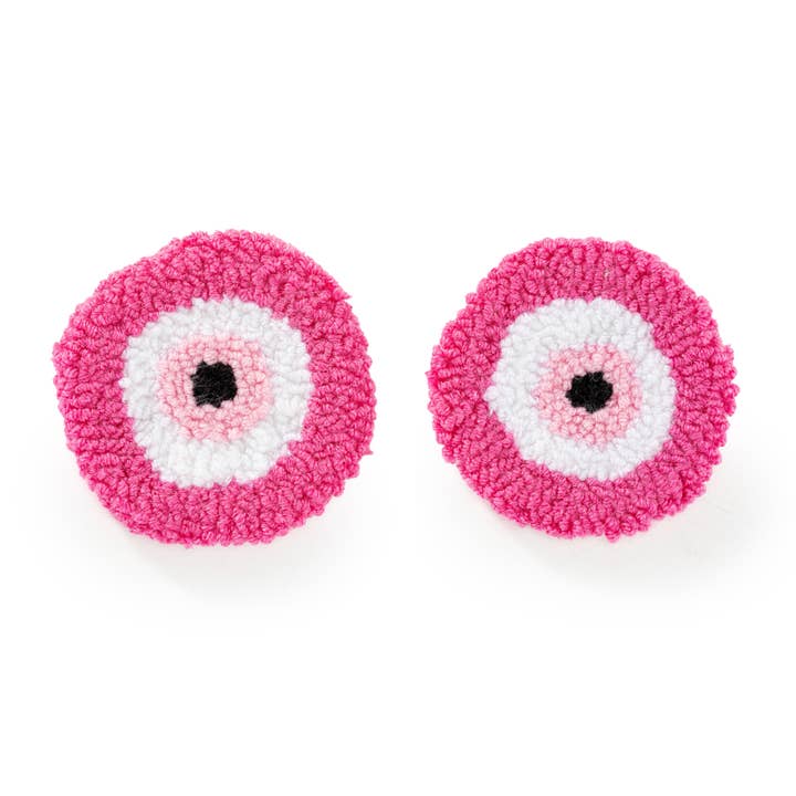 Accesorios de coche con ojo turco rosa, juego de 2 posavasos para coche para venta al por mayor de EmbroiderywithAycan