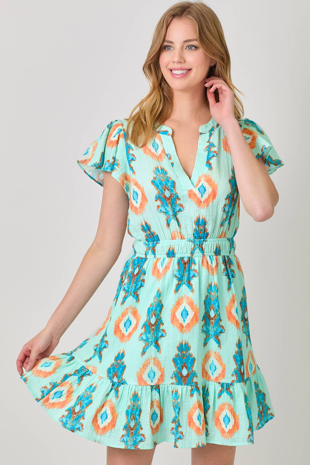 Mystree – Engroshandel Kjole - Dame – 61021 Trykt Dobbel Gauze Kjole8