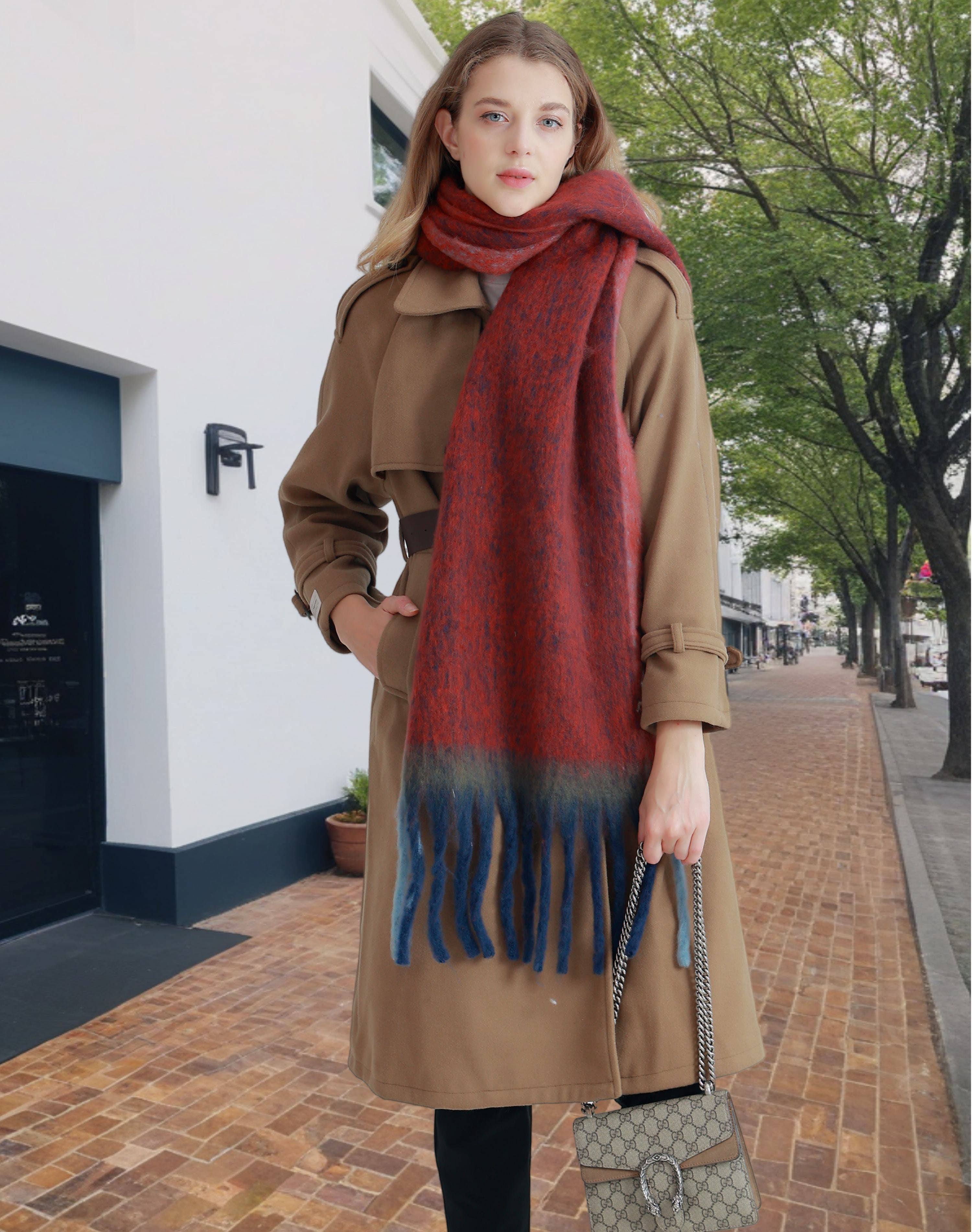 JC Sunny Fashion - Wholesale Scarf - Women's - JC021030 Long Fringe Cozy Fuzzy Two-Tone Ombre Scarf4